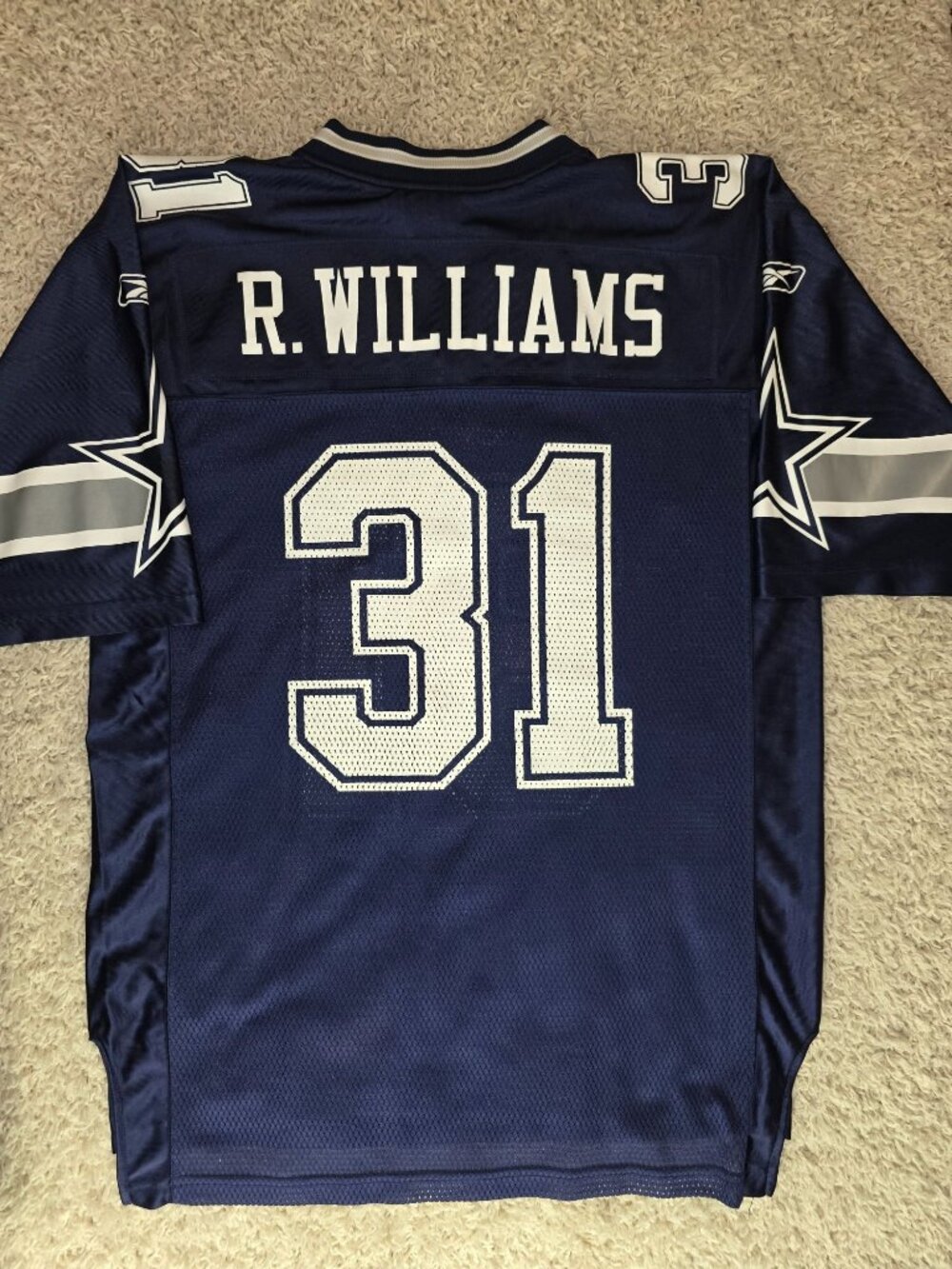 Dallas Cowboys Football Jersey Mens Medium Blue NFL Reebok Roy Williams